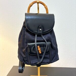Gucci Black Backpack with Bamboo Handle